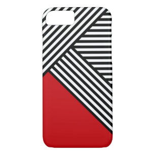 Black and white stripes with red triangle Case-Mate iPhone case