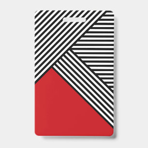Black and white stripes with red triangle ID badge
