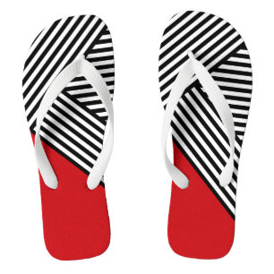 Black and white stripes with red triangle jandals