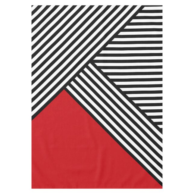 Black and white stripes with red triangle tablecloth (Front)