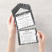 Black and White Stripes Zebra Animal Wedding