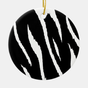 Black and White Strips Ceramic Tree Decoration