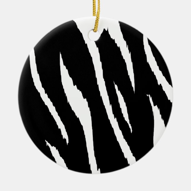 Black and White Strips Ceramic Tree Decoration (Front)