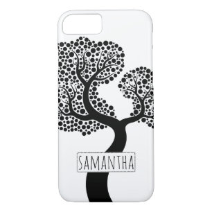 Black and white stylised tree and name Case-Mate iPhone case