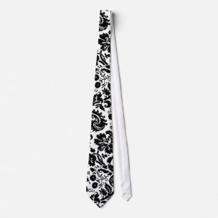 Black and white stylish damask pattern tie