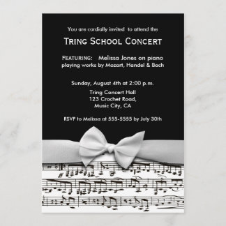 Black and white stylish music recital invitation