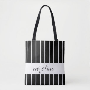 Black and White Stylish Striped Tote Bag