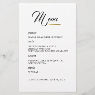 Black and white. Stylish Typography wedding menu