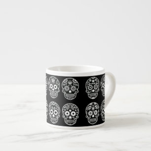 Black and White Sugar Skull Espresso Cup