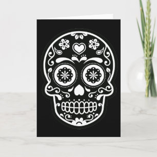 Black and White Sugar Skull Heart Greeting Card