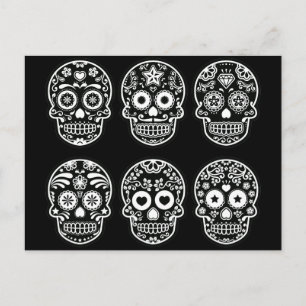 Black and White Sugar Skull Postcard