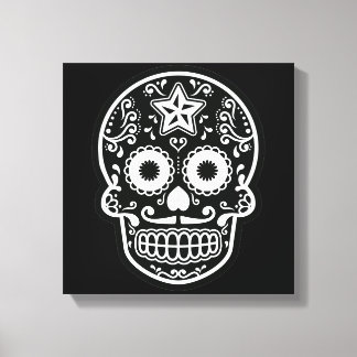 Black and White Sugar Skull Star Canvas Print