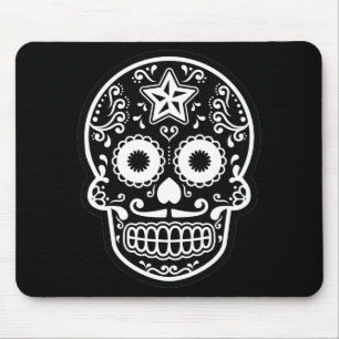 Black and White Sugar Skull Star Mouse Pad