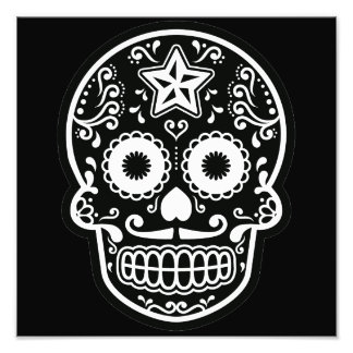 Black and White Sugar Skull Star Photo Print