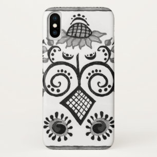 Black and White Sunflower Folk Pattern Case-Mate iPhone Case