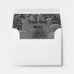 black and white sunflower original modern art envelopes