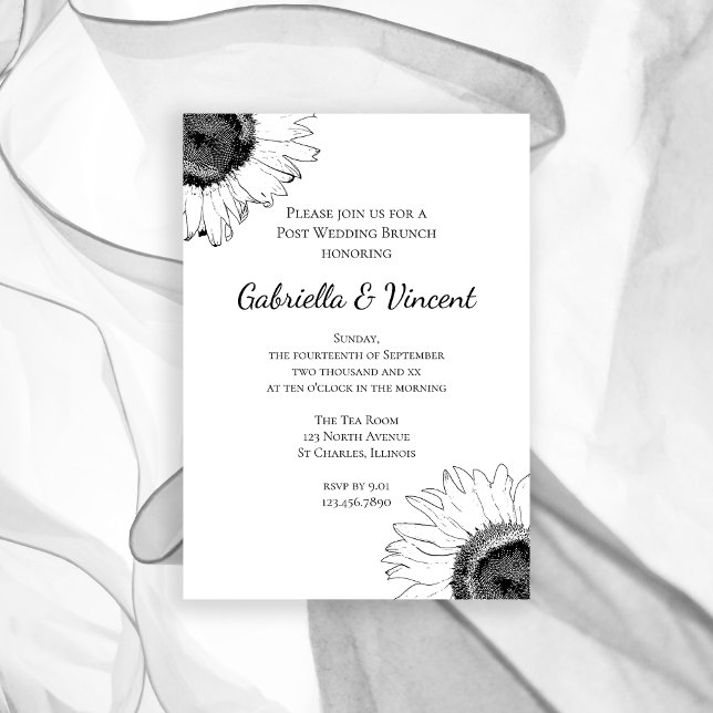 Black and White Sunflower Post Wedding Brunch Invitation (Creator Uploaded)