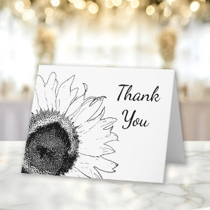 Black and White Sunflower Thank You Card