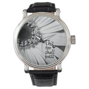 Black and White Sunflower with Quote Watch