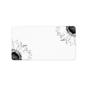 Black and White Sunflowers Label