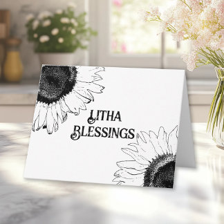 Black and White Sunflowers Litha Summer Solstice Card