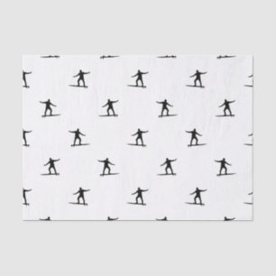 Black and White Surfing Motif Graphic Print Tissue Paper