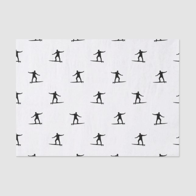 Black and White Surfing Motif Graphic Print Tissue Paper (Front)