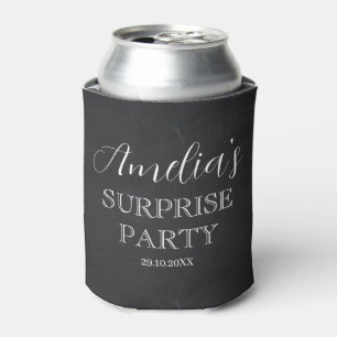 Black and White Surprise Birthday Can Cooler