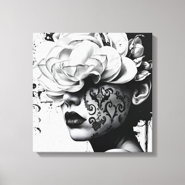 Black and White Surreal Collage Portrait Canvas  Print (Front)