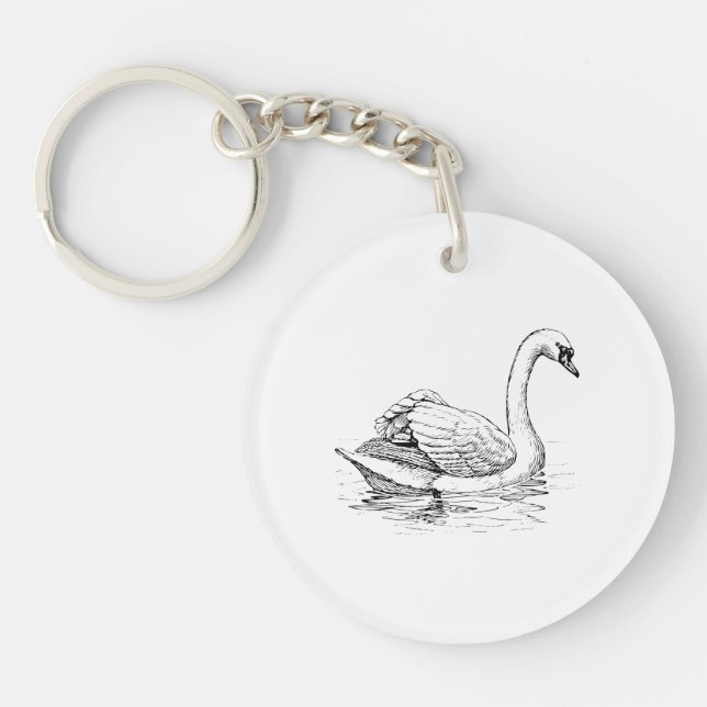 Black and White Swan Key Ring (Front)