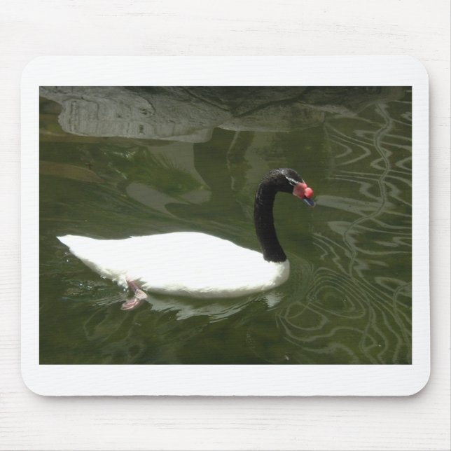 Black and White Swan Mouse Pad (Front)