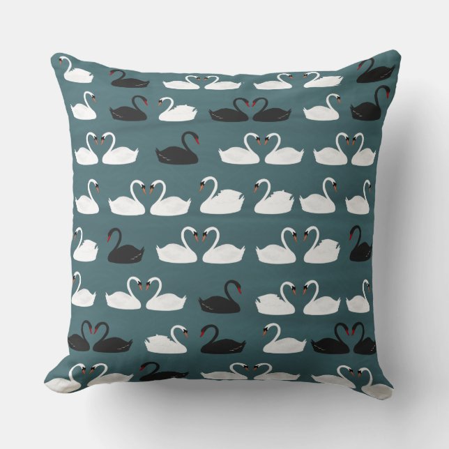 Black and White Swans Cushion (Front)