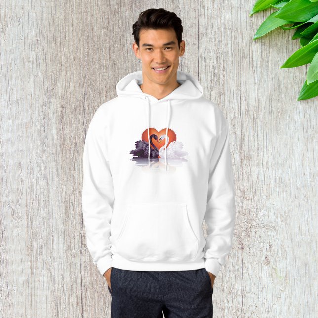 Black and White Swans in Love Heart Hoodie (Creator Uploaded)