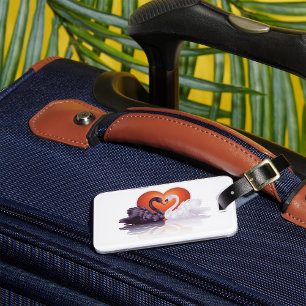 Black and White Swans in Love Heart Luggage Tag