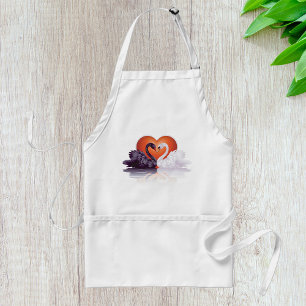 Black and White Swans in Love Heart Standard Apron