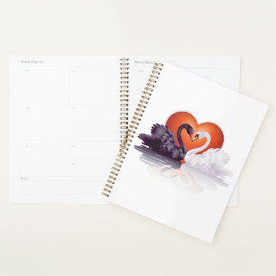 Black And White Swans Spiral Planner