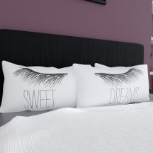 Black and White Sweet Dreams Lashes Pillow Case