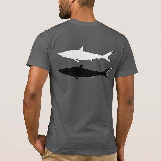 black and white swimming sharks T-Shirt (Back)