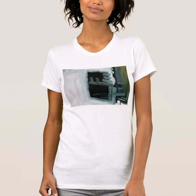 Black and White Swiped Abstract Printed Tshirt (Front)