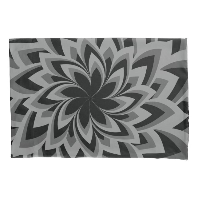 BLACK AND WHITE SWIRL FLOWERS   PILLOWCASE (Front)