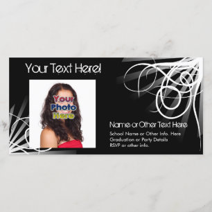 Black and white Swirl Graduation Photo Cards
