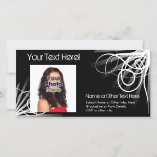 Black and white Swirl Graduation Photo Cards