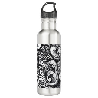 Black And White Swirl Pattern 710 Ml Water Bottle