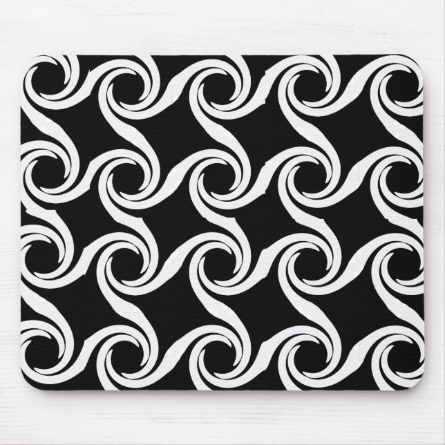 Black and White Swirl Pattern Mousepad (Front)