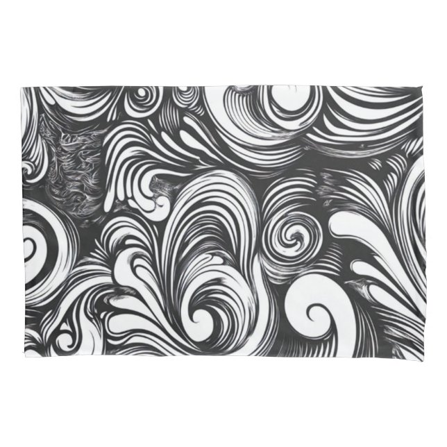 Black And White Swirl Pattern Pillowcase (Front)