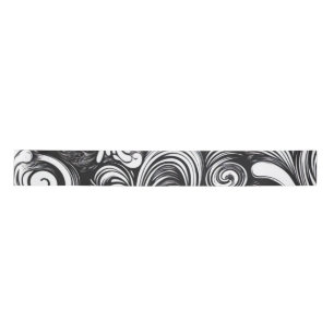 Black And White Swirl Pattern Satin Ribbon