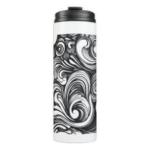 Black And White Swirl Pattern Thermal Tumbler