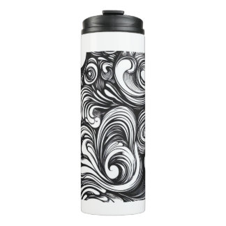 Black And White Swirl Pattern Thermal Tumbler