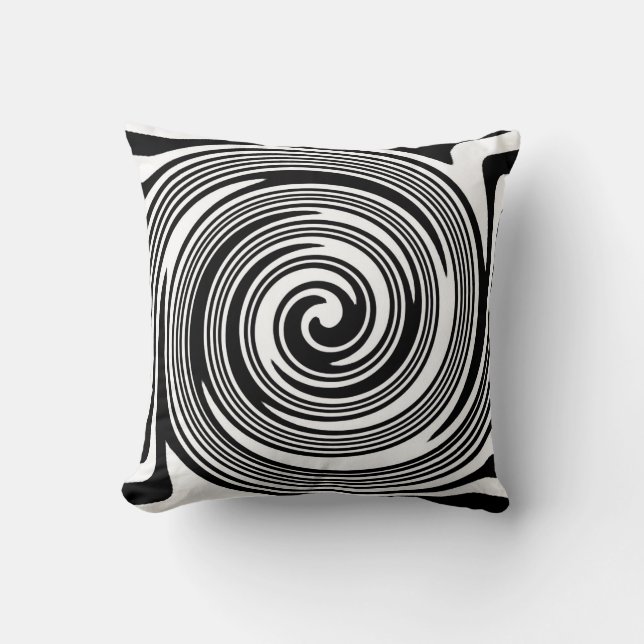 Black and white swirling pattern cushion (Front)