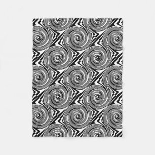 Black and white swirling pattern fleece blanket